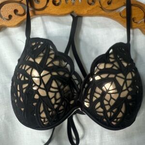 Shade & Shore Black and gold bikini top size 34DD